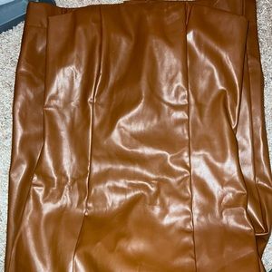 Brown Leather MIDI Dress